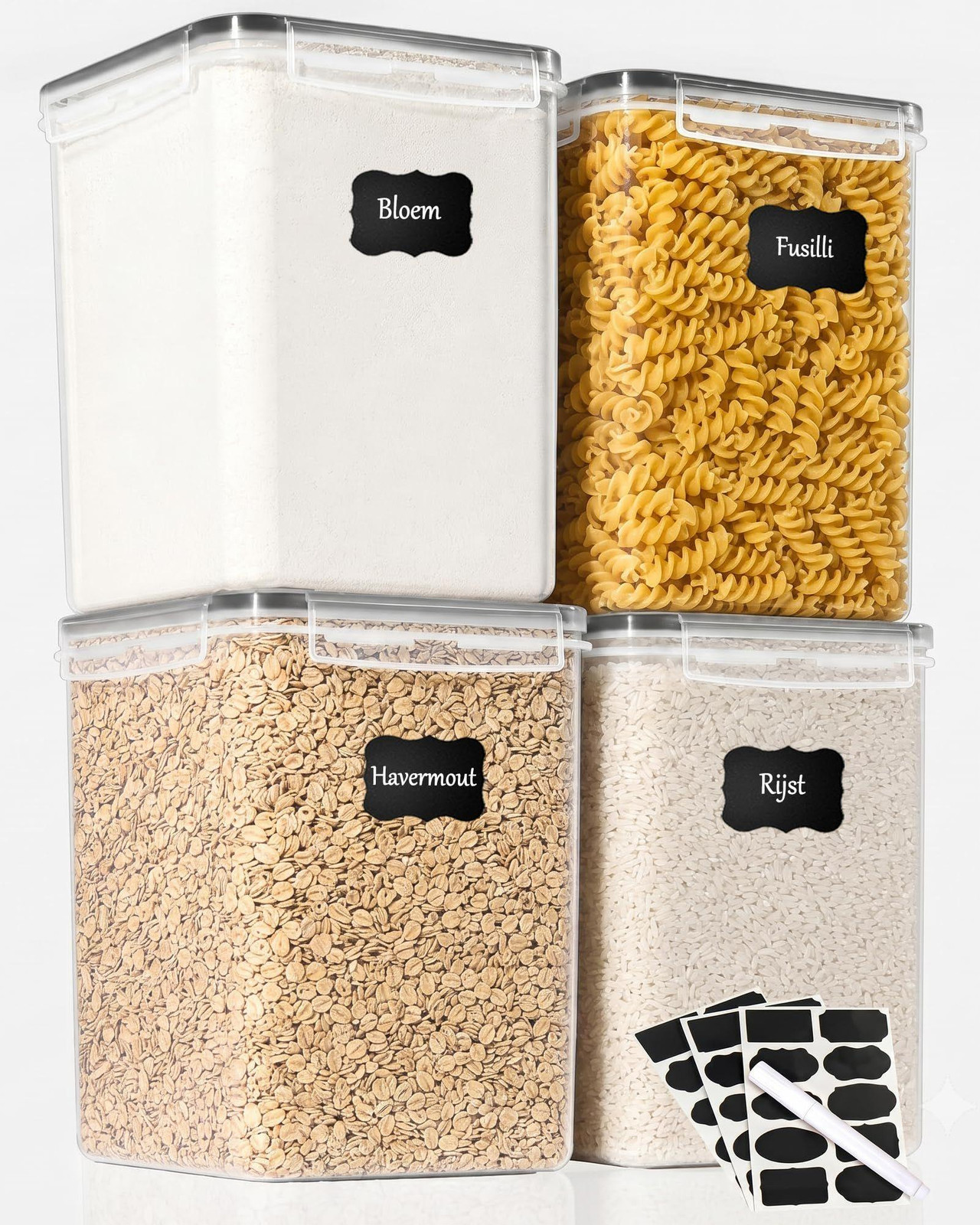Lustrens Set van 4 grote voorraaddozen, 5,2 l