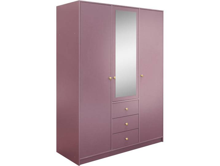 Beautysofa Drehtürenschrank Solea Lux mit 3 Türen und 3 Schubladen, Pflaume, 150x200x57.5 cm, Schlafzimmer, Kleiderschränke, Drehtürenschränke