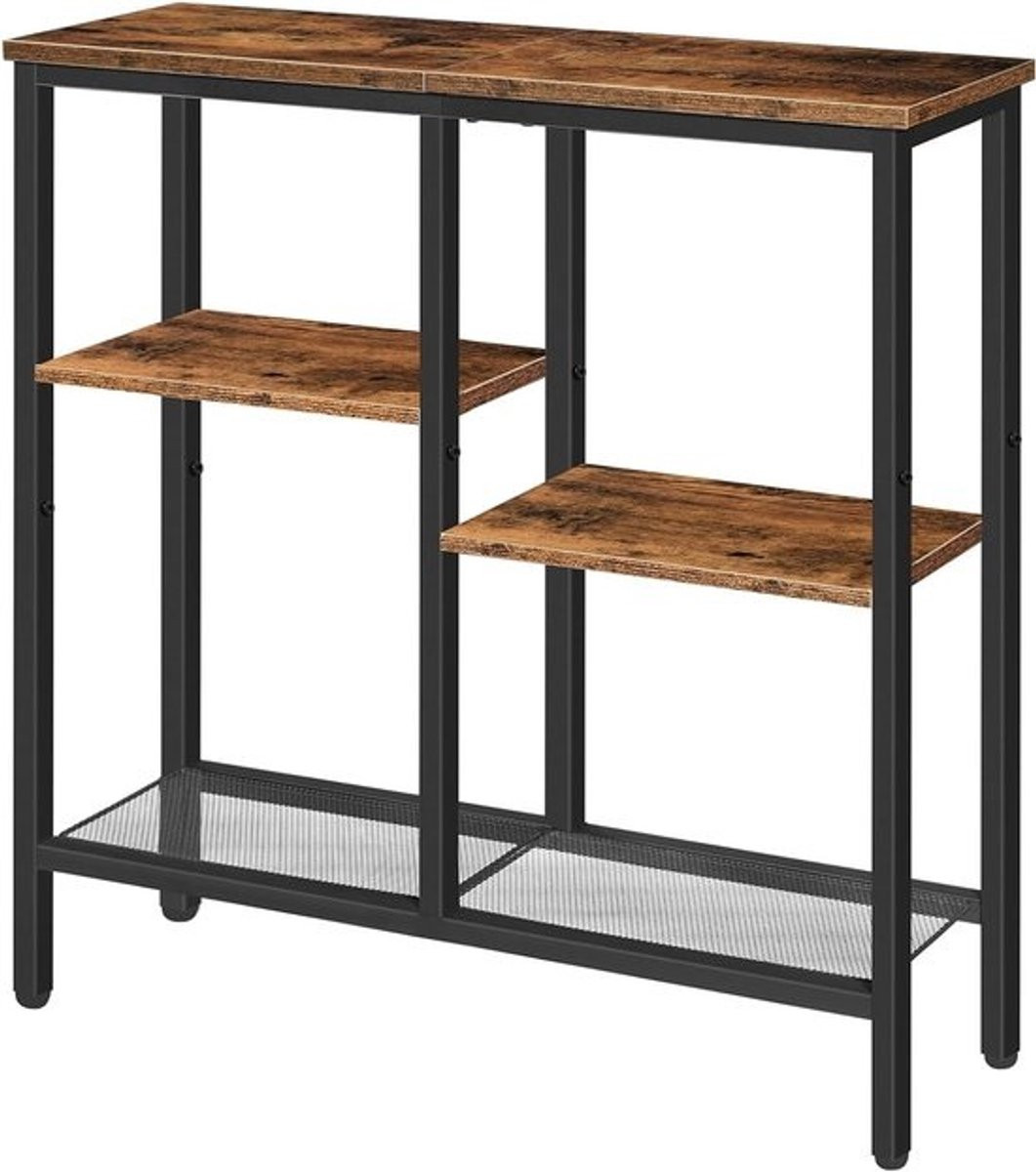 Smalle Console Tafel in Vintage Bruin en Zwart, Breedte: 75 cm