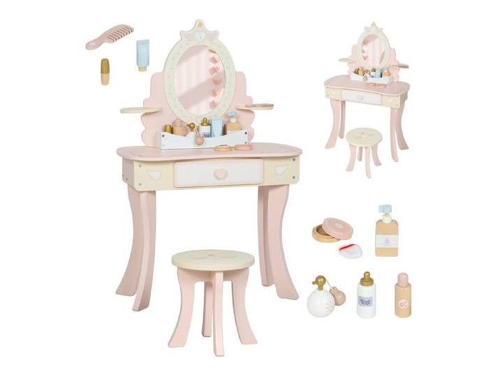 FELIXLEO Barhocker Kinderschminktisch, Stuhl, Schublade, Rosa (1 St)