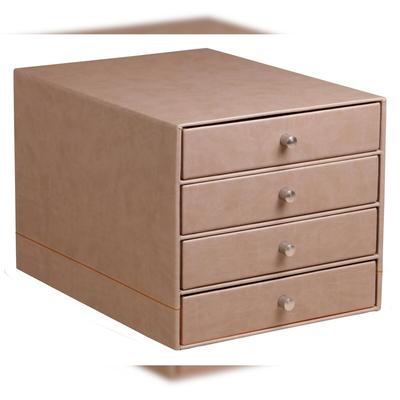 Rhodiarama Schubladenbox mit 4 geschlossenen Laden, Kunstleder, 24,8x32 ,7x22,8cm - Taupe 318864C