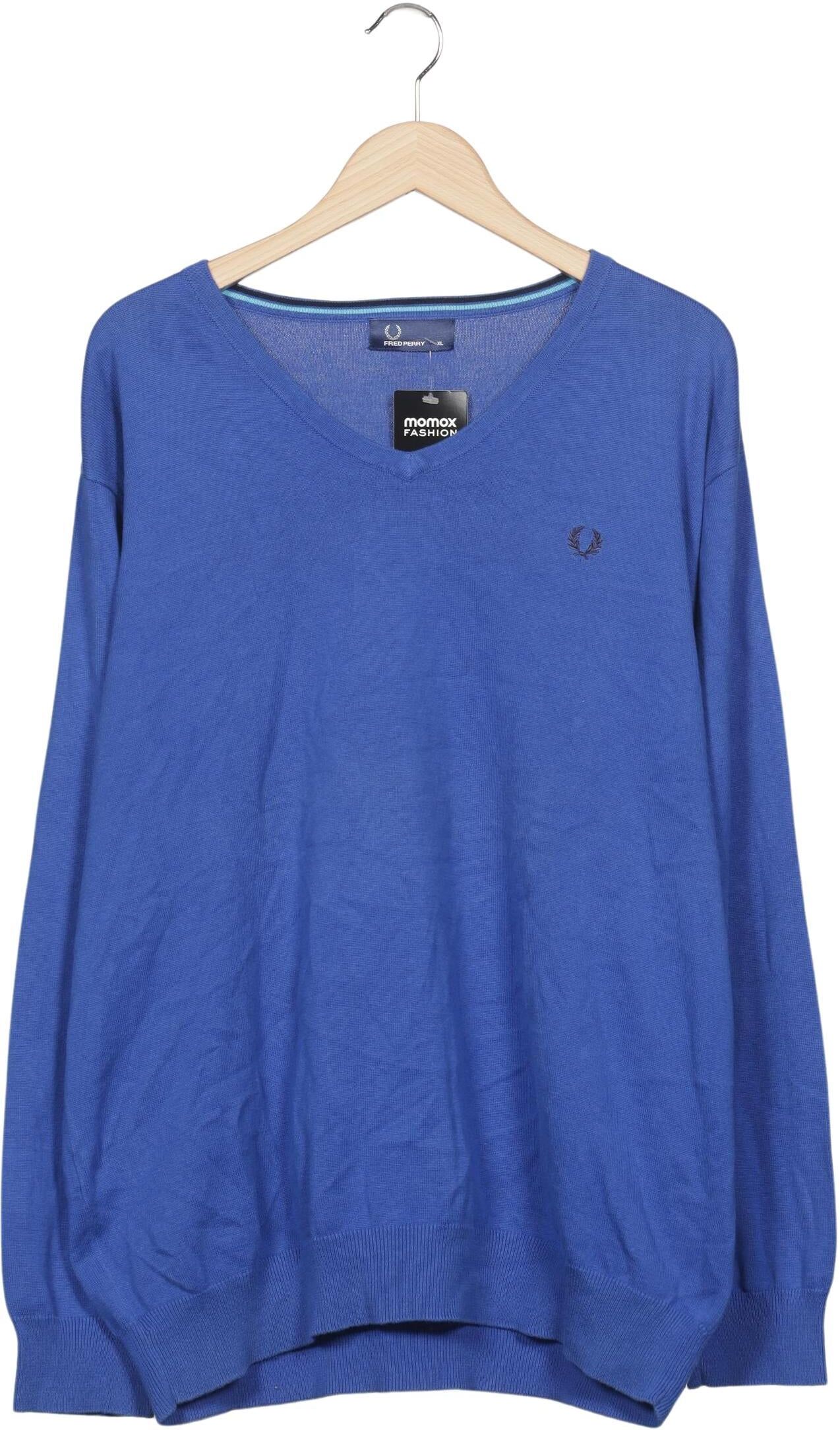 Fred Perry Herren Pullover, Blau, Gr. XL, Baumwolle - Second Hand
