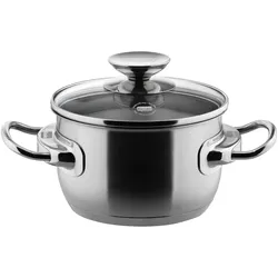 Berndes Kochtopf mit Glasdeckel, Edelstahl, poliert - Injoy® ohne Versiegelung 16 cm