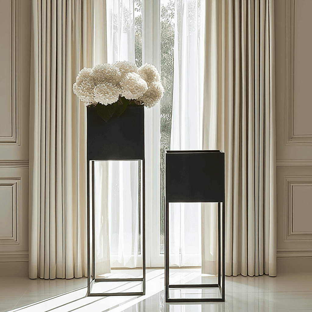 Astrid Graphite Metal Decorative Planters - Set of 2