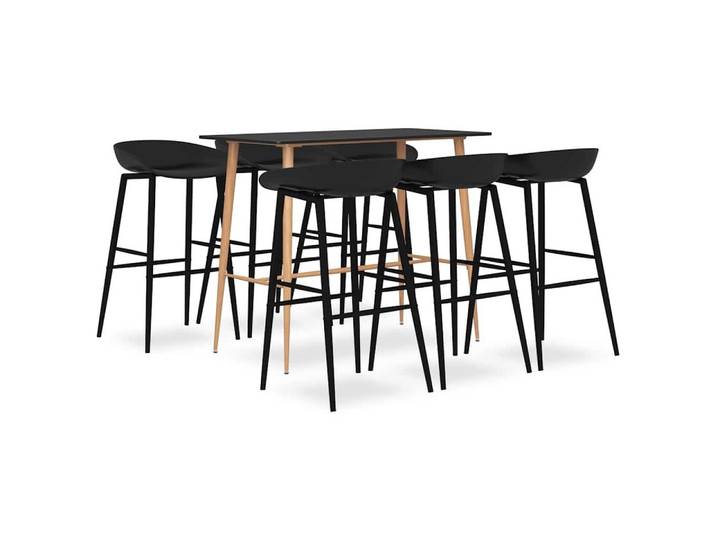 vidaXL Essgruppe vidaXL 7-tlg. Bar-Set Schwarz