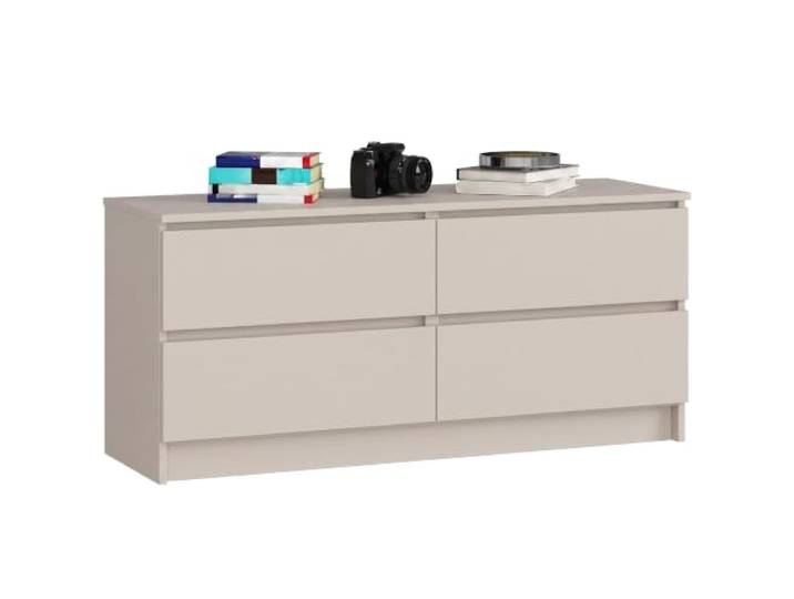 AKORD Kommode K120, 4 Schubladen, 120 cm, Kaschmir 40 x 55 x 120 cm Sideboard für Wohnzimmer, Schlafzimmermöbel, Kommodenschrank für Arbeitszimmer & Büro