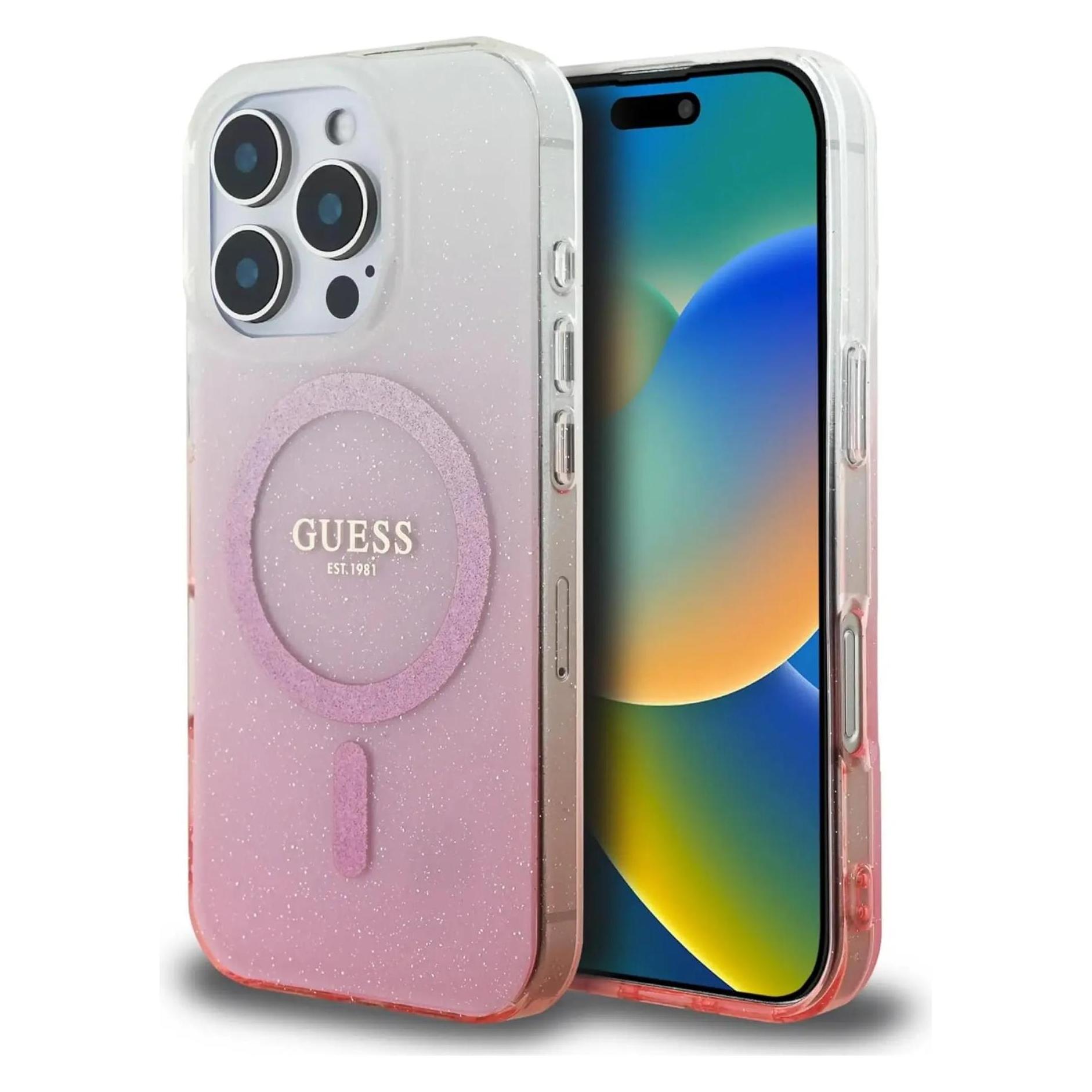 Guess GUHMP16LHGRCELP iPhone 16 Pro 6.3" różowy/pink hardcase IML Glitter Gradient MagSafe (Apple iPhone 16 Pro) (GUE003966-0)