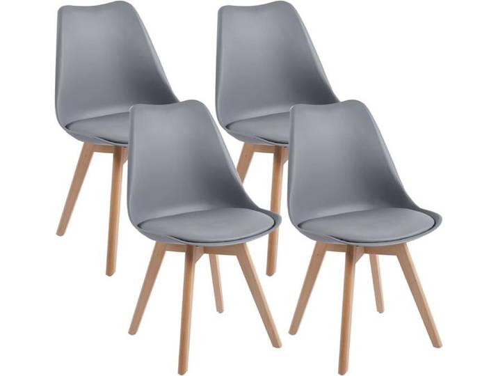 DEWINNER Chaises de Salle à Manger Catherina Chaise de Bureau rétro Assise rembourrée en hêtre Massif (Gris Lot de 4)
