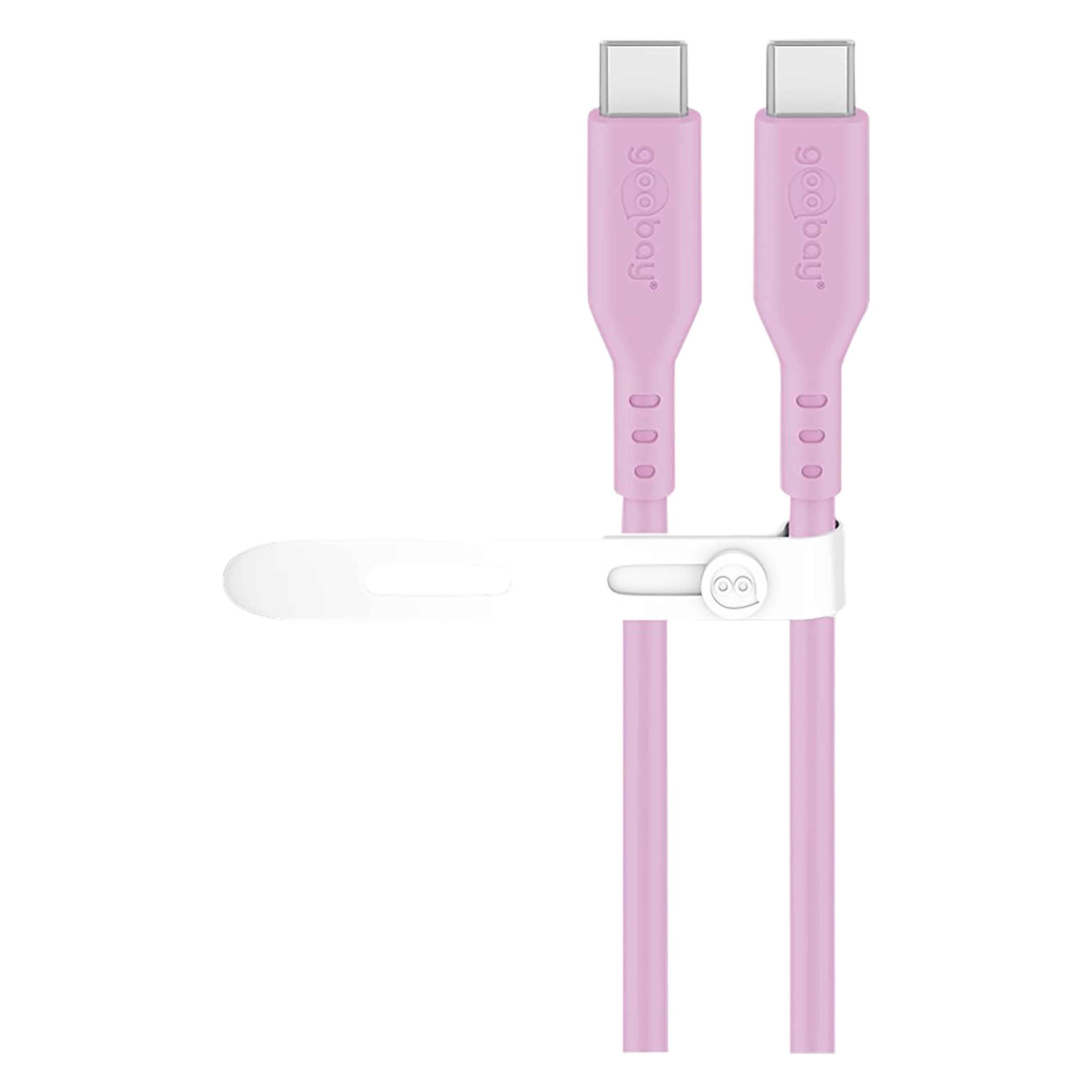Goobay USB-C-Silikonkabel, 1,5 m, Pink (1.50 m, USB 2.0, 60 W) (77746)