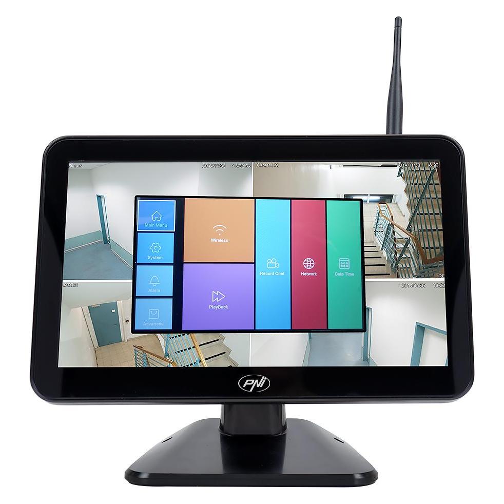 PNI House WiFi650 Videoüberwachungspaket - 4 Full-HD-WLAN-P2P-Kameras und 12-Zoll-LCD-Monitor (1920 x 1080 Pixels) (43698133)