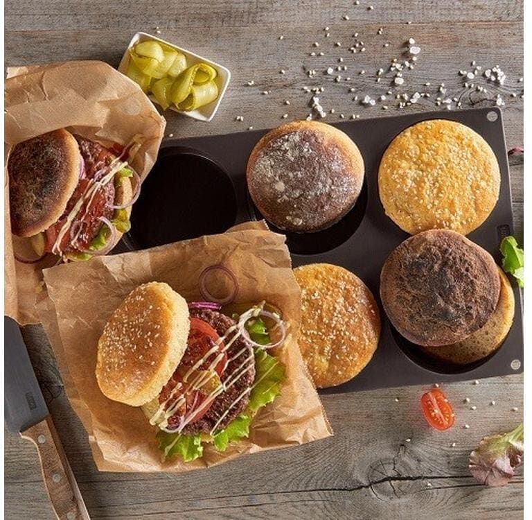 Backform LURCH "Burger Buns L", braun, Ø:10cm, Silikon, Küchenformen, Backform braun Ø 10cm