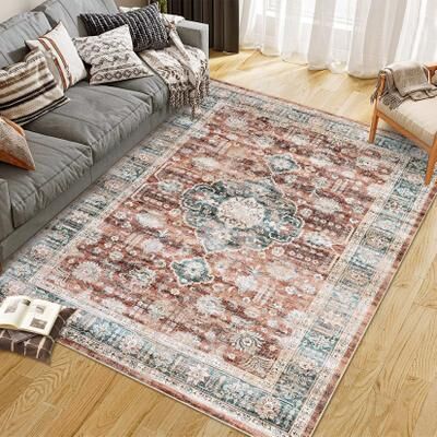 Garvee Traditional Medallion Border Area Rug