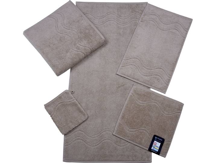 Waschhandschuh ROSS Cashmere feeling , braun (cappuccino), B:16cm L:22cm, Frottier, Baumwolle, Handtücher, Waschhandschuh, mit Wellen-Bordüre