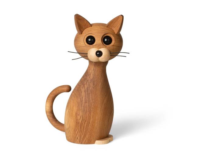 Spring Copenhagen Lucky Katze Dekoration 42 cm Eiche-Ahorn