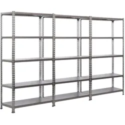SimonRack Pack mit 3 Simonclick Metallregalen ohne Schrauben.  5 Ebene.  Farbe verzinkt/verzinkt.  2000x1000x400 mm
