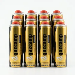 12x Gazcamp Butan/Propan 338g (616ml) Gaskartusche EN417 Schraubgewinde