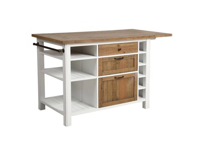 Ilot central en bois blanc