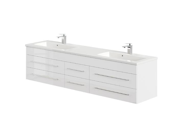 home24 Dubbele wastafel Geant 200cm wit/hoogglans wit