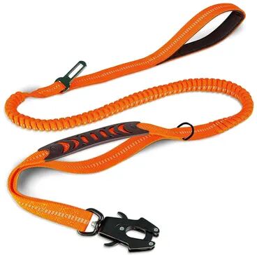 Smart Shopping Spot Heavy Duty Reflective Bungee Dog Leash With Car Seatbelt For Large Dogs No Pull Tactical Leash With Shock Absorber orange