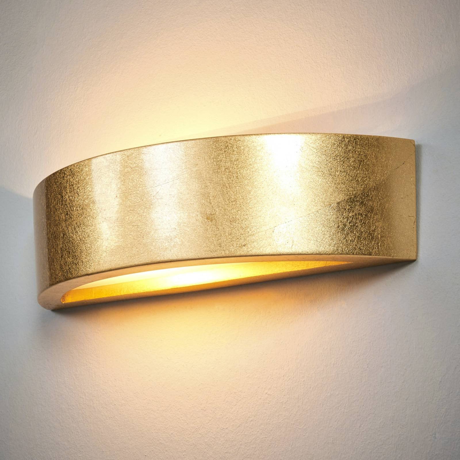 Lindby Wandlamp Jasin, Modern, Goud/Messing, Keramiek, Dimbaar