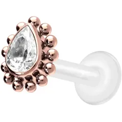 PTFE Labret mit Innengewinde + Titan-Aufsatz KRISTALLTROPFEN + KUGELN