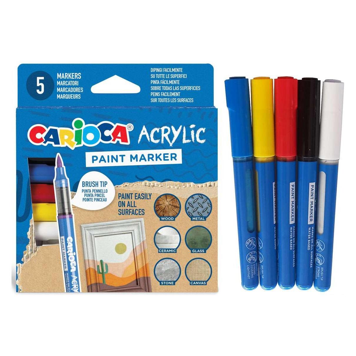 Carioca Acrylmarker mit Pinsel 5 Farben (5x) (CA45280)
