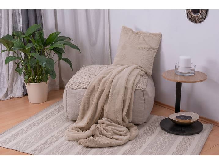 Plaid et coussin déco Aimee Beige/Crème Polyester