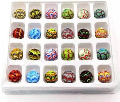 Lush Living Finds Handmade Glass Round Feather Marbles Balls, Kids Run Game Marble Solitaire, Vase Filled Fish Tank, Home Decor multi colored