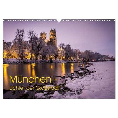 München - Lichter der Großstadt (Wandkalender 2027 DIN A3 quer), CALVENDO Monatskalender