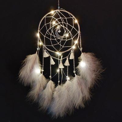 United Handmade Dream Catcher Wall Hanging Boho Wall Decor With Feather For Kids Bedroom Home Decoration white