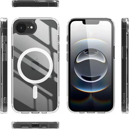 Nevox StyleShell SHOCKFlex (transparent, iPhone 16e, kompatibel mit MagSafe)