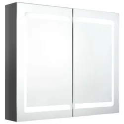vidaXL LED-Spiegelschrank fürs Bad Glänzend Grau 80x12x68 cm