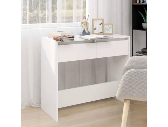 Konsolentisch, weiß, 89 x 41 x 76,5 cm, Stahl 2 Schubladen, stabile Konstruktion, robuste Oberseite, Eingangsmöbel, Aufbewahrung von kleinen Gegenständen