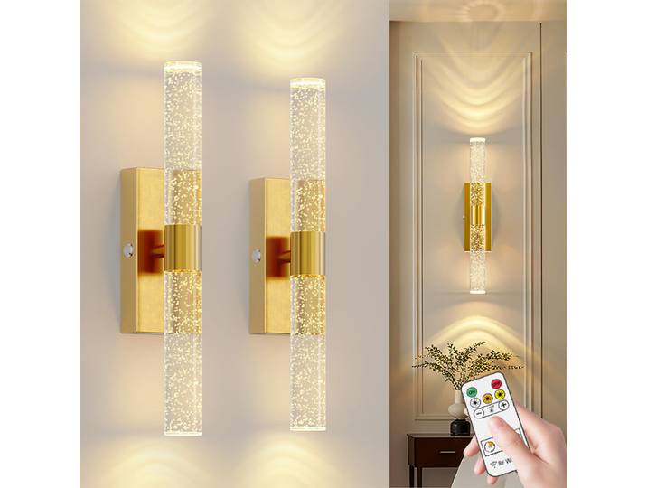2 appliques murales LED rétro en cristal pour chambres, couloirs, bureaux, restaurants, décoration intérieure, appliques murales magnétiques rechargeables