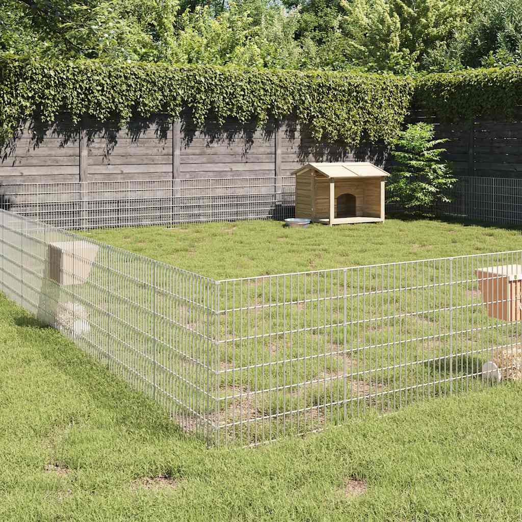 vidaXL Recinto corral animales 48 paneles hierro galvanizado 54x60 cm Plateado