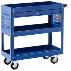 Tech-Craft Werkzeugrollwagen mit 3 Ablagen & verschließbarer Schublade 70x 35x 66 cm blau