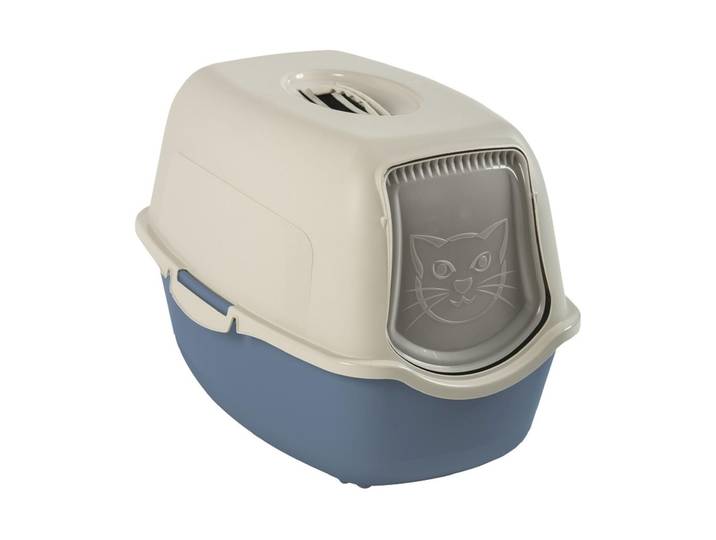 Katzentoilette ROTHO Bailey ECO , blau, B:40cm H:39cm L:56cm, Tiertoiletten, Katzentoilette