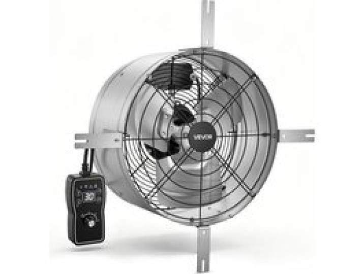 VEVOR Giebellüfter 38cm Dachbodenlüfter mit 2208,7m³/h Luftstrom Silber, Kühlung & Luftzirkulation für Dachboden Garage & Werkstatt, Kohlenstoffstahlgehäuse, mit Thermostat Netzkabel & Steuerkabel