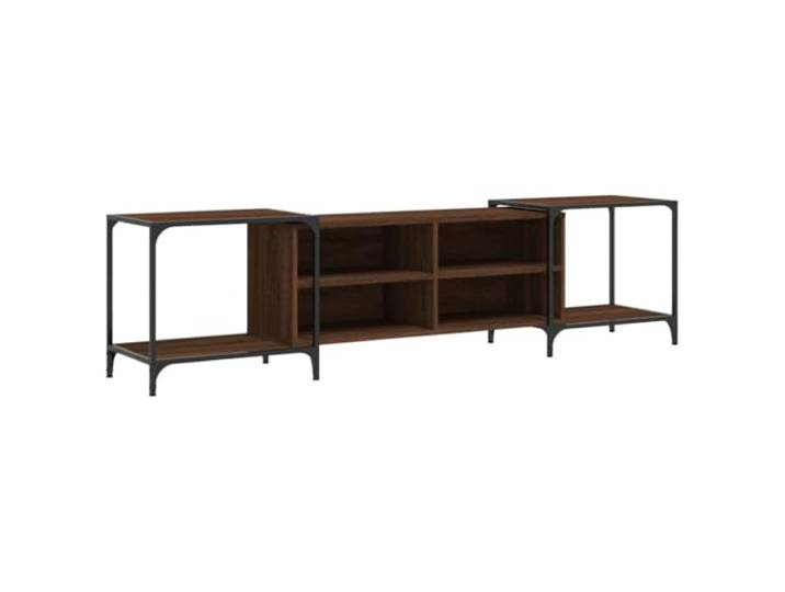 hliofuir TV-Schrank Ausziehbar Braun Eichen-Optik 108-203 cm Metall Flexibles Lowboard aus Holzwerkstoff in Eichen-Optik für Wohnzimmer, ausziehbar in der Breite von 108 bis 203 cm.