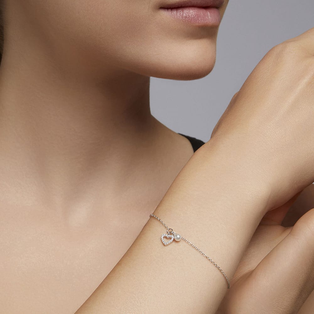 Bracelet Perle De Nuit En Argent 925/1000 Et Perle De Culture Blanche Femme