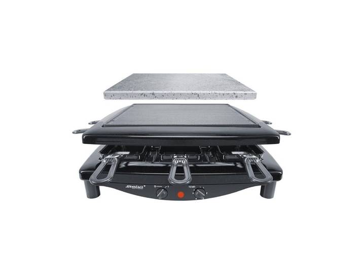 Steba Raclette RC 3 PLUS, für 8 Personen, 1450W, Naturstein Grillplate, schwarz