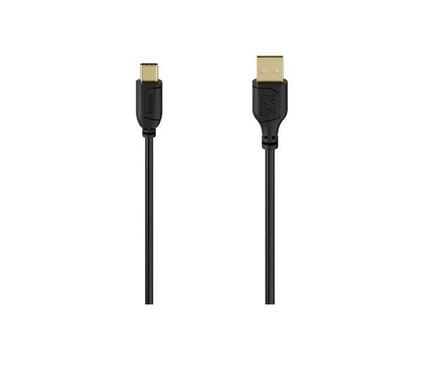 Hama 480 Mbit/s Rundkabel USB A auf USB C 0,75 m 074265 (Schwarz) 00074265