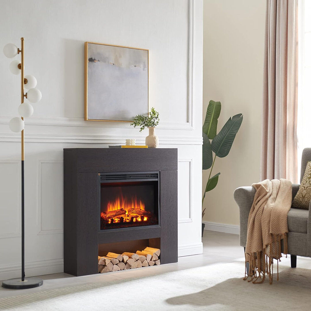 FLAMME Electric Fire and Surround, Freestanding Suite, Beadell Espresso Oak 92cm H x 94cm W x 20cm D