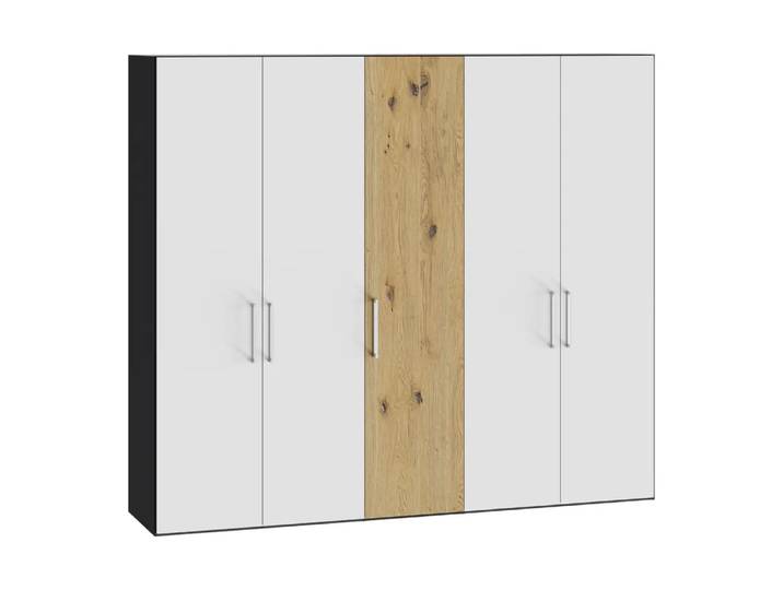 Drehtürenschrank Atlantis, Byyu, glas bianco matt/wildeiche bianco