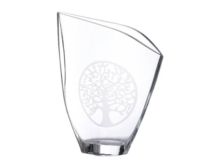GILDE GLAS art Vase décoratif en Verre - avec Motif Arbre de Vie - Décoration Moderne - Cadeau pour Femme - Couleur : Transparent - Hauteur : 33 cm