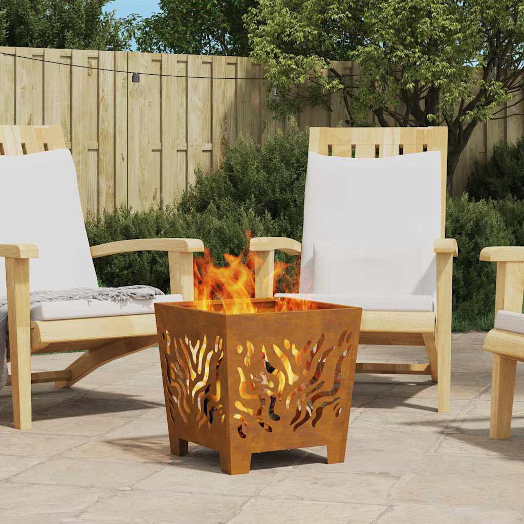 Borough Wharf Modern Outdoor Fire Pit Brown 40cm H x 40cm W x 40cm D