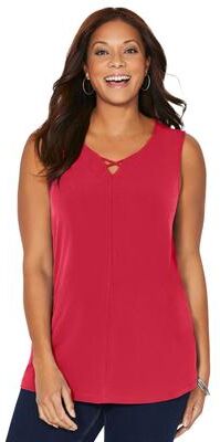 Plus Size Women's Crisscross Timeless Tank by Catherines in Red (Size 3X)