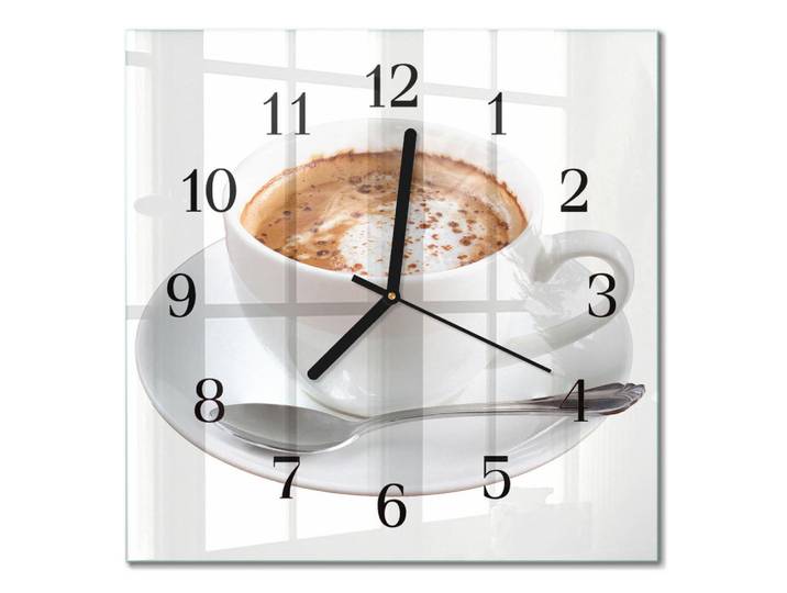 Tulup Wanduhr 30x30 cm - Kaffee, Weiß, Glas, Quadratisch, 30x30x0.4 cm, Dekoration, Uhren, Wanduhren