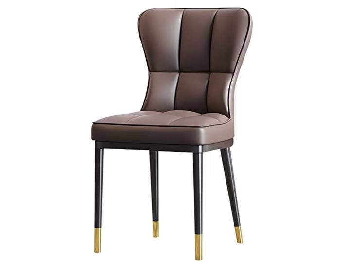 SOYDAN Esszimmerstühle, Küchenzimmerstühle, Wohnzimmer, moderne gepolsterte Esszimmerstühle mit weichem PU-Lederbezug, Kissen, Sitz und Metallbeinen (Farbe: Kaffee)