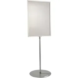Plakatständer A1, höhenverstellbar, Sichtfeld 360° drehbar silber, Aluminium